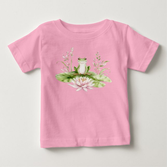 Wasserfarben Grüner Frosch  Baby T-shirt (Vorderseite)
