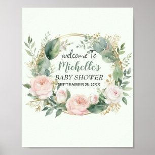 Wasserfarben-Grünzeug Mädchen-Baby-Party-Willkomme Poster