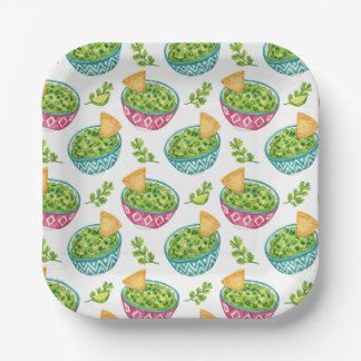 Wasserfarben-Guacamole-&-Chips-Fiesta-Party-Teller Pappteller