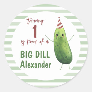 Wasserfarben-Gurke Big Dill Geburtstagsfeier Runder Aufkleber