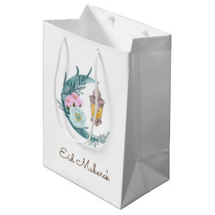 Wasserfarben Halbmond Eid Mubarak Geschenktasche Mittlere Geschenktüte