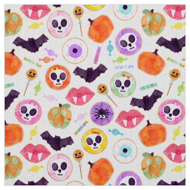 Wasserfarben Halloween Cookies Spooky Muster Stoff (Muster)