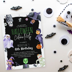 Wasserfarben-Halloween-Kindergeburtstagsfeier I Einladung