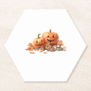Wasserfarben-Halloween-Kürbis mit Herbstblättern O Untersetzer