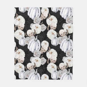 Wasserfarben Halloween Pumpkins Skulls Schwarz-wei Fleecedecke
