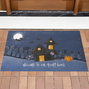 Wasserfarben Halloween Spuk Haus Fußmatte