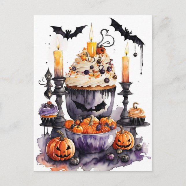 Wasserfarben-Halloween-Süßigkeiten Postkarte (Vorderseite)