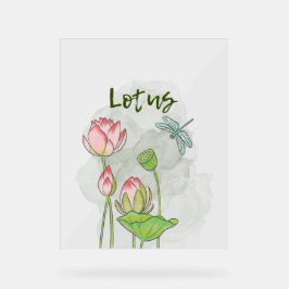 Wasserfarben handgestrichen Rosa Lotus Blütenblühe Acrylschild