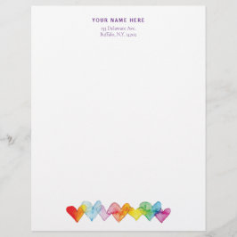 Wasserfarben, handGezeichnet, durchsichtige Herzen Briefbogen