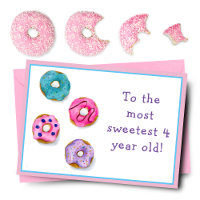Wasserfarben Happy 4. Geburtstag Mattierte Donuts