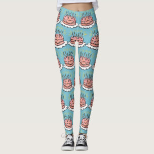 Wasserfarben Happy Birthday Pink Cake Celebration Leggings