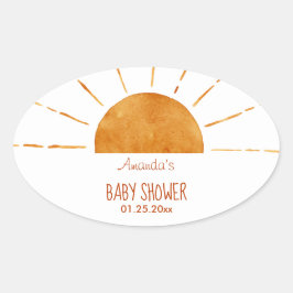 Wasserfarben Happy Yellow Sunshine Boho Babydusche Ovaler Aufkleber