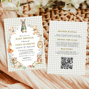Wasserfarben-Häschen-Waldtiere-Babyshower Einladung