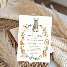 Wasserfarben-Hasenfreunde-Kranz-Baby-Party