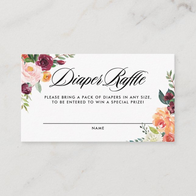 Wasserfarben Herbst Blüten Kinderdusche Windelwann Begleitkarte (Vorderseite)