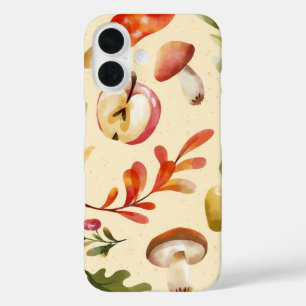 Wasserfarben Herbst Ernte Obst & Pilze iPhone 16 Hülle
