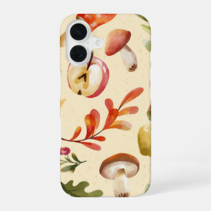 Wasserfarben Herbst Ernte Obst & Pilze iPhone 16 Hülle