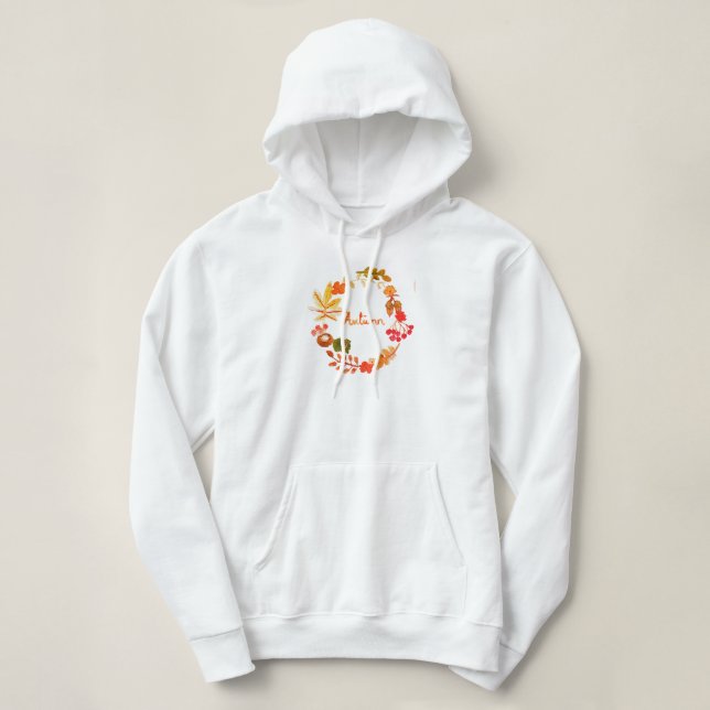 Wasserfarben Herbst Herbstpumpen Blätter Blumen Hoodie (Design vorne)