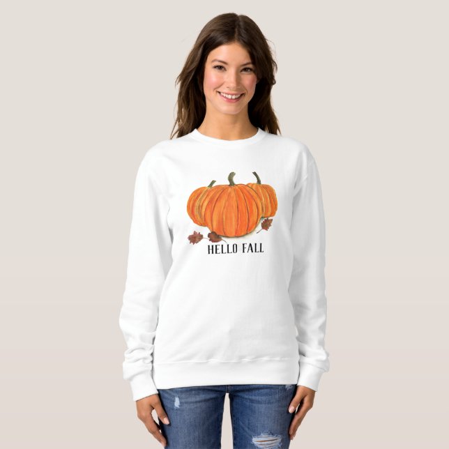 Wasserfarben Herbst Herbstpumpen Blätter Blumen Sweatshirt (Vorne ganz)