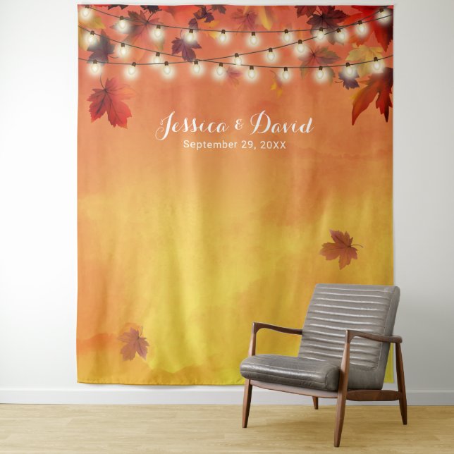 Wasserfarben Herbst macht Elegante Hochzeit im Her Wandteppich (Beispiel)