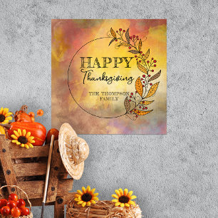 Wasserfarben Herbst Thanksgiving Familien Willkom Poster