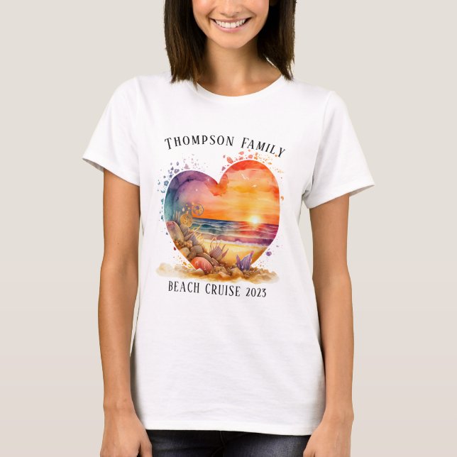 Wasserfarben Herd Beach Familienurlaub T-Shirt (Vorderseite)