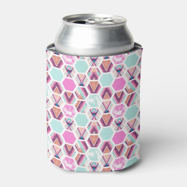 Wasserfarben-Hexagon-Muster Dosenkühler (Kanne Vorderseite)