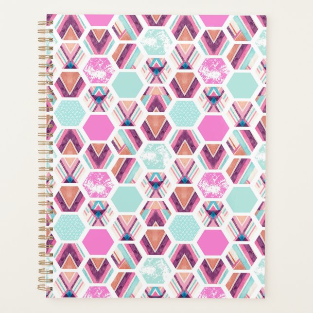Wasserfarben-Hexagon-Muster Planer (Vorderseite)