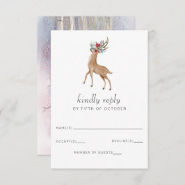 Wasserfarben-Hirsch-Blumenkiefer Winterhochzeit RSVP Karte