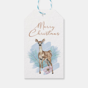 Wasserfarben Hirsche Blätter Frohe Weihnachtsgesch Geschenkanhänger
