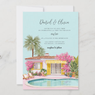 Wasserfarben-Hochzeit am Miami Beach Einladung