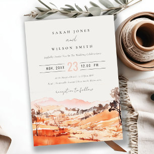 Wasserfarben-Hochzeit im Wald mit Orange-Blush in  Einladung