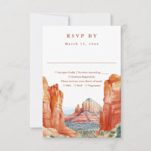 Wasserfarben-Hochzeit in der Wüstenberglandschaft RSVP Karte