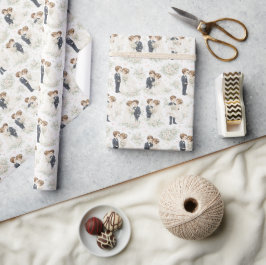 Wasserfarben-Hochzeit Romantische Braut Bräutigam Geschenkpapier