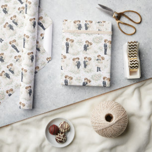 Wasserfarben-Hochzeit Romantische Braut Bräutigam Geschenkpapier