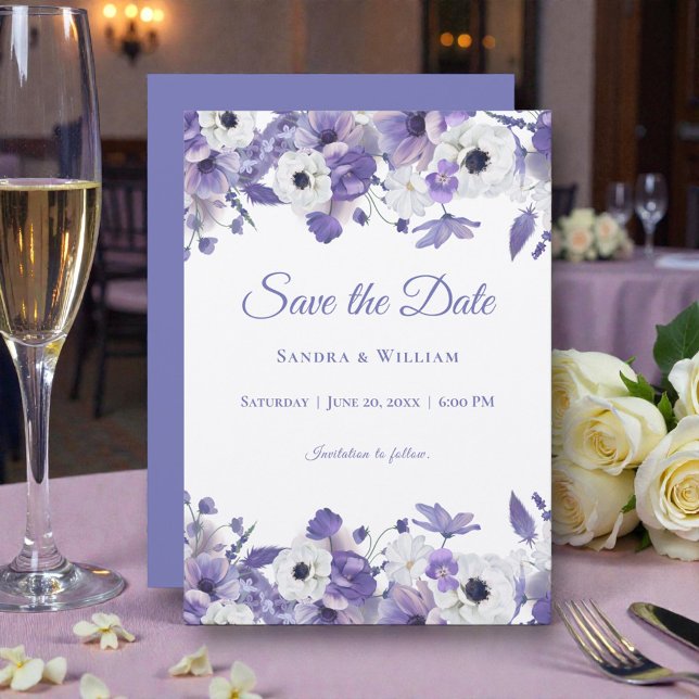 Wasserfarben-Hochzeit Veilchen-Blumen Save-the-Dat Einladung (Von Creator hochgeladen)