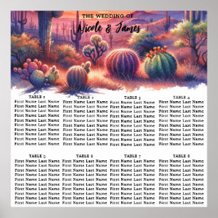 Wasserfarben-Hochzeitssitzplan Wüsten-Sonnenunterg Poster
