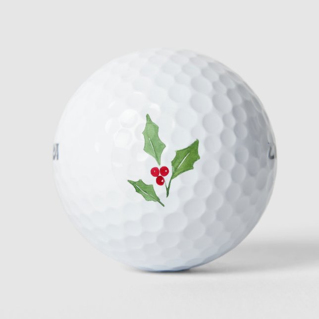 Wasserfarben-Holly-Sprig 2 Golfball (Vorderseite)
