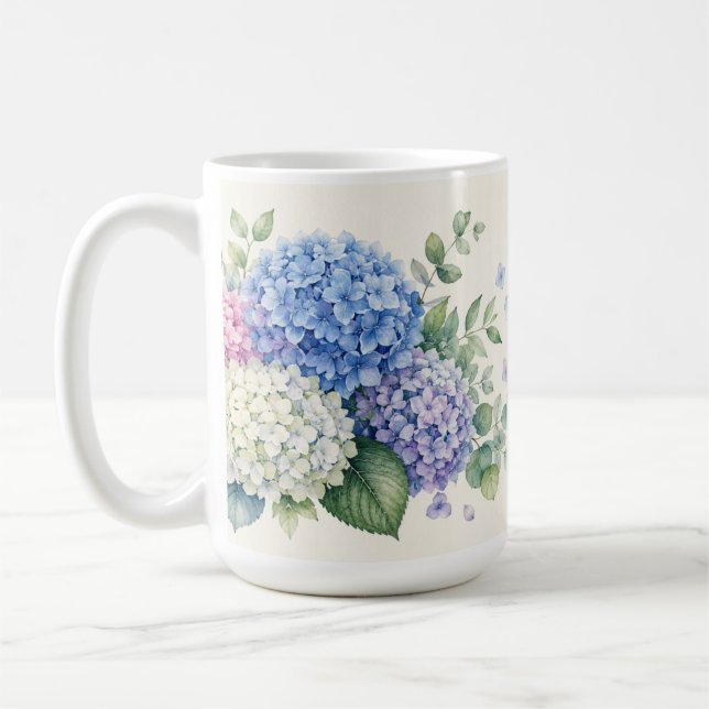 Wasserfarben-Hortensien-Garten  Kaffeetasse (Links)