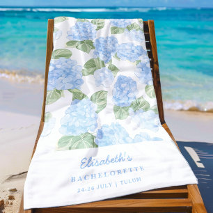 Wasserfarben-Hortensien-Junggesellinnenabschied Strandtuch