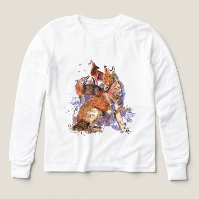 Wasserfarben Howling Coyotes Animal Nature Art Bab (Design Vorderseite)