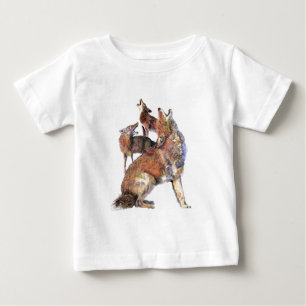 Wasserfarben Howling Coyotes Tierart Baby T-shirt