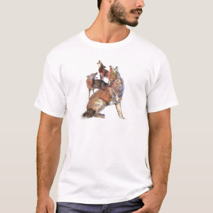 Wasserfarben Howling Coyotes Tierart T-Shirt