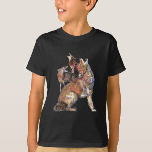 Wasserfarben Howling Coyotes Tierart T-Shirt