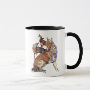 Wasserfarben Howling Coyotes Tierart Tasse