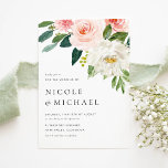 Wasserfarben Hübsch Garden Blume Frühjahrssonne Einladungspostkarte<br><div class="desc">Erleben Sie einen romantischen und eleganten ersten Eindruck mit unserer individuell gestaltbaren Hochzeitseinladung Postcard mit wunderschönen Aquarellfarben in Rosa und Weiß-Blume. Dieses zeitlose Design bringt sanfte, weibliche Blumen zum Leben und ist somit perfekt für Hochzeiten im Frühjahr oder Sommer. Personalisieren Sie diese blumige Einladung Postkarte, indem Sie Ihre Details hinzufügen....</div>