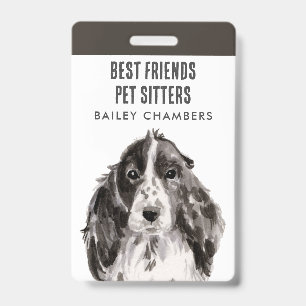 Wasserfarben Hund Walker Pet Sitter Ausweis