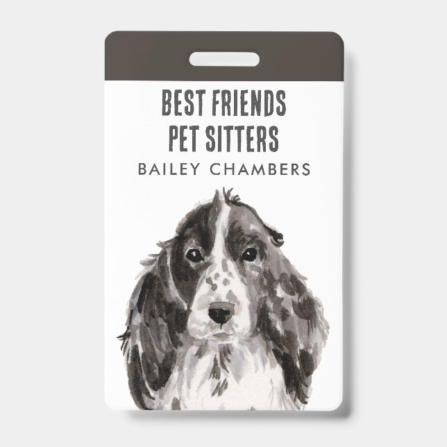 Wasserfarben Hund Walker Pet Sitter Ausweis (Vorderseite)