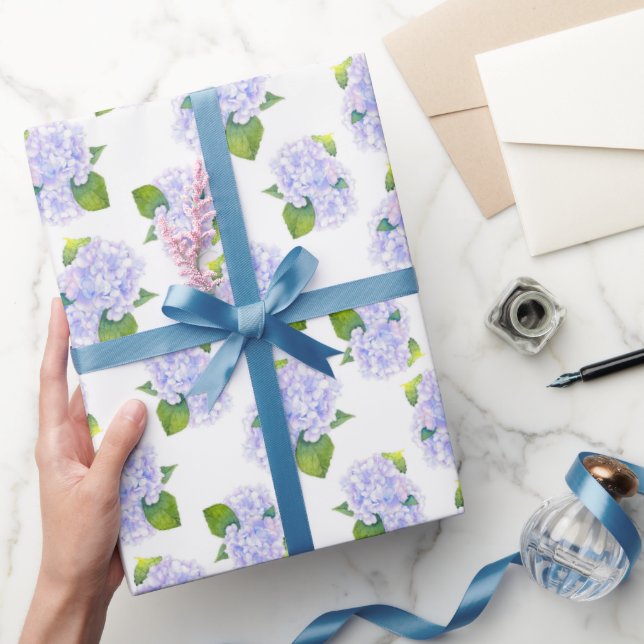 Wasserfarben-Hydrangea-Blume Geschenkpapier (Schenken)