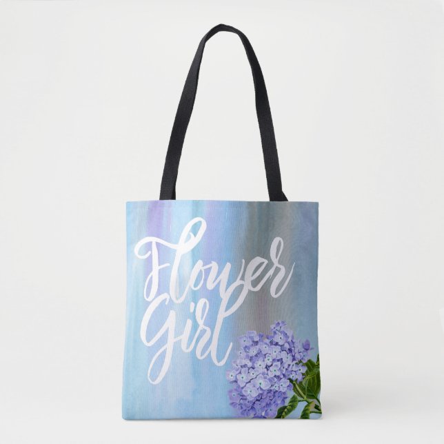 Wasserfarben-Hydrangea-Blumenmädchen mit dem Namen (Vorderseite)